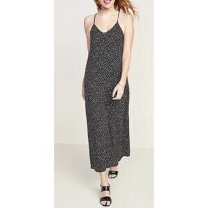 Sam & Lavi Anthropologie black maxi dress with small dots, Size XS